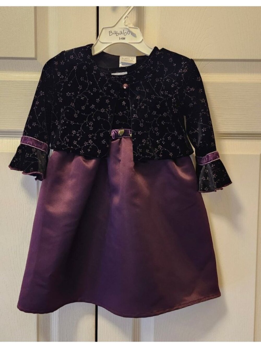Girl Perfectly Dressed Purple Black Holiday Special Occasion Dress 18 Months